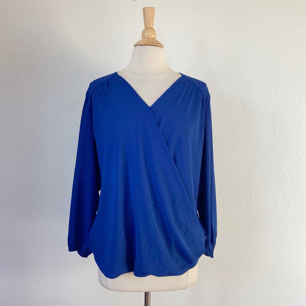 Jon & Anna Blue V-Neck Long Sleeve Wrap Blouse